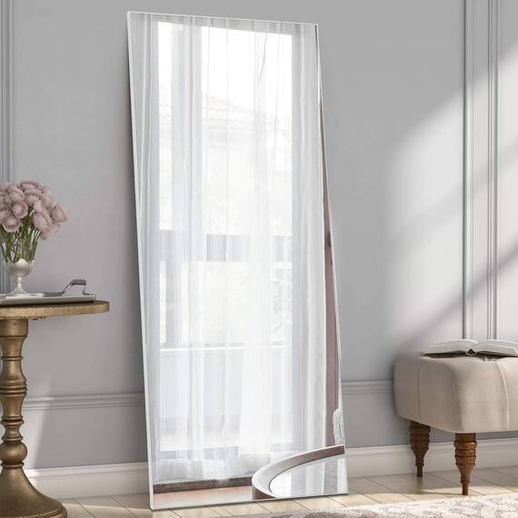 PexFix Ganzkörperspiegel, 165,1 x 55,9 cm, Bodenspiegel, großer Ganzkörper-Standspiegel, Ankleidespiegel für Schlafzimmer, schmaler Metallrahmen, Silber, (JJ00372ZZV-USAM009-US)