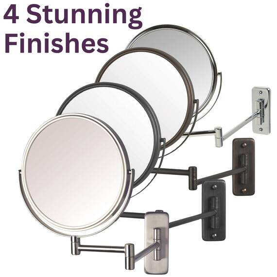Jerdon Zweiseitiger Make-up-Spiegel zur Wandmontage, Make-up-Spiegel mit 5-facher Vergrößerung und Wandhalterung, 20,3 cm Durchmesser, Wandhalterung, Modell JP7506BZ
