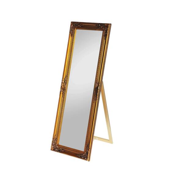 Rococo by Casa Chic - Goldener Shabby Chic Spiegel zum Hinstellen oder Aufhängen - Handgefertigt - Barock - Groß - 130x45 cm - Antik Gold - Facettenschliff