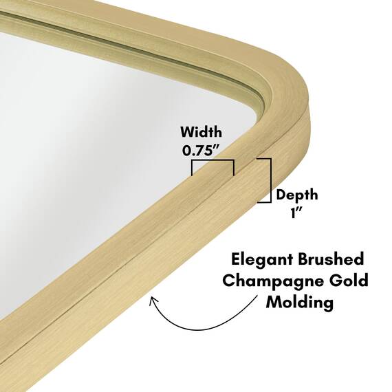Americanflat 61 cm Quadratischer Spiegel mit Goldenem Rahmen & Abgerundeten Ecken - Moderner Wandspiegel Groß für Badezimmer, Schlafzimmer & Wohnzimmer - Quadratischer Wandspiegel zur Wanddekoration