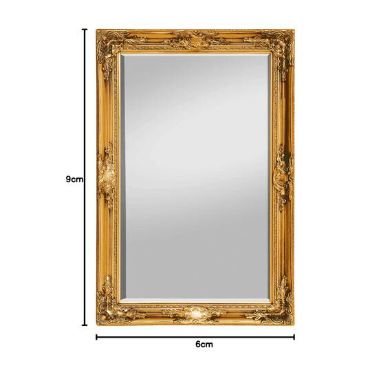 Rococo by Casa Chic - Goldener Shabby Chic Wandspiegel - 90 x 60 cm - Handgefertigter Spiegel - Barock - Groß - Massivholz - Antik Gold