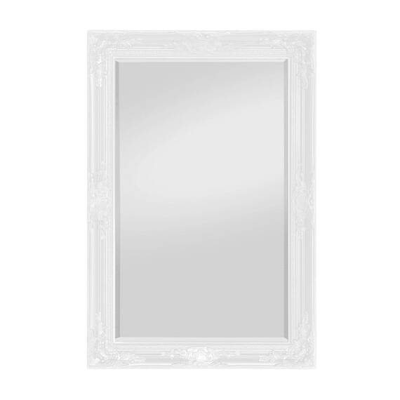 Rococo by Casa Chic - Weißer Shabby Chic Wandspiegel - 90 x 60 cm - Handgefertigter Spiegel - Barock - Groß - Massivholz - Antik Weiss