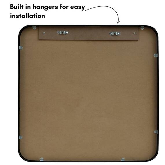 Americanflat 81cm Quadratischer Spiegel mit schwarzem Rahmen & Abgerundeten Ecken - Moderner Wandspiegel Groß für Badezimmer, Schlafzimmer & Wohnzimmer - Quadratischer Wandspiegel zur Wanddekoration