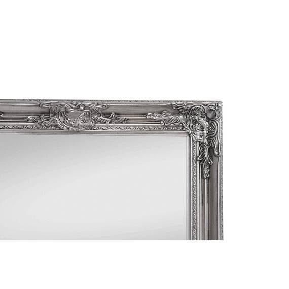 Rococo by Casa Chic - Silberner Shabby Chic Wandspiegel - 90 x 60 cm - Handgefertigter Spiegel - Barock - Groß - Massivholz - Antik Silber