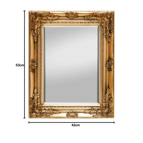 Rococo by Casa Chic - Goldener Shabby Chic Spiegel - Massivholz - Handgefertigt - Barock - 42x53 cm - Antik Gold