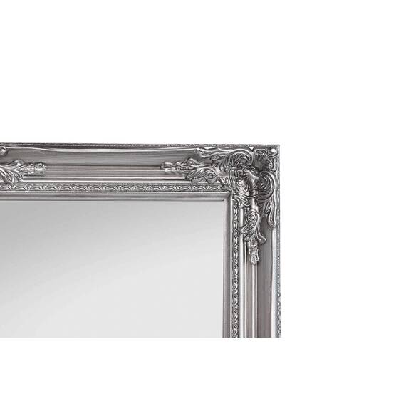 Rococo by Casa Chic - Silberner Shabby Chic Spiegel zum Hinstellen oder Aufhängen - Handgefertigt - Barock - Groß - 130x45 cm - Antik Silber - Facettenschliff