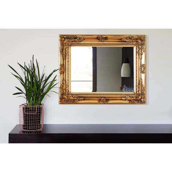 Rococo by Casa Chic - Goldener Shabby Chic Spiegel - Massivholz - Handgefertigt - Barock - 42x53 cm - Antik Gold
