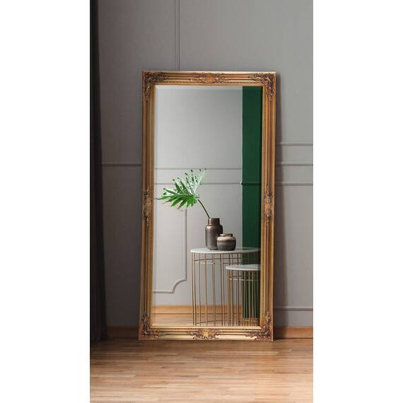 Rococo by Casa Chic - Wandspiegel aus Massivholz im Shabby-Chic-Stil, extra groß, 140 x 75 cm, Gold