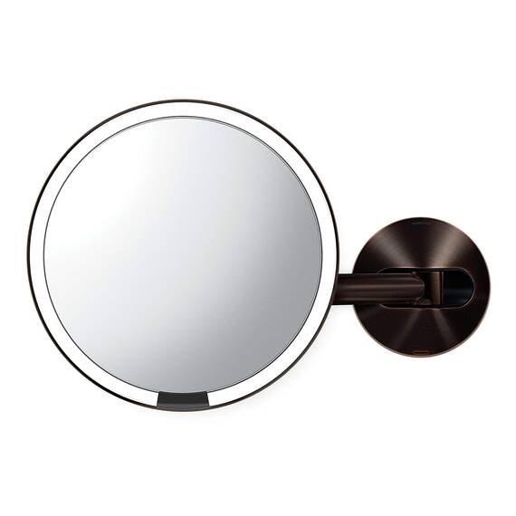simplehuman, ST3020, 20cm, Sensorspiegel mit Wandhalterung, wiederaufladbar, 5-fache Vergrößerung, dunkel bronzefarbener Edelstahl, 5 Jahre Garantie