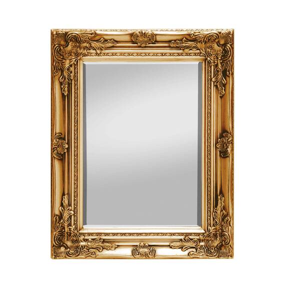 Rococo by Casa Chic - Goldener Shabby Chic Spiegel - Massivholz - Handgefertigt - Barock - 42x53 cm - Antik Gold