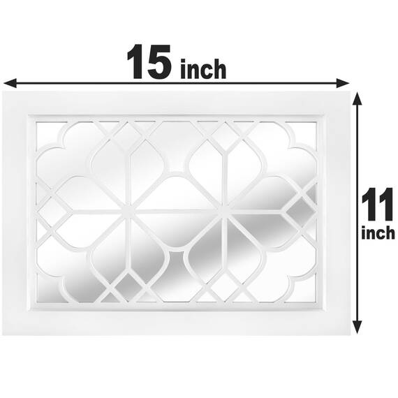Wocred Rechteckiger Wandspiegel, wunderschöner, rustikaler Bauernhaus-Akzentspiegel, weiß, Eingangsspiegel für Badezimmer, Renovierung, Schlafzimmer, Wohnzimmer und mehr (27,9 x 38,1 cm)