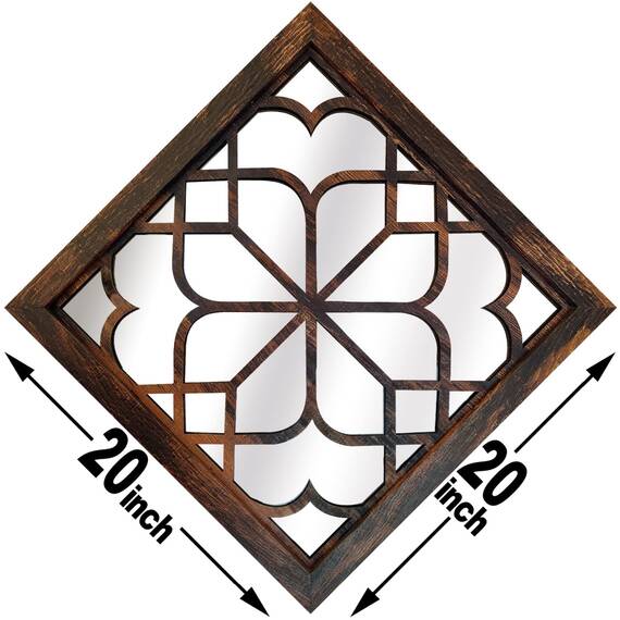 Wocred Quadratischer Wandspiegel, 50,8 cm, 2 Stück, wunderschöner, rustikaler Bauernhaus-Akzentspiegel, Karamellfarben, Eingangsspiegel für Badezimmer, Schlafzimmer, Wohnzimmer und mehr.