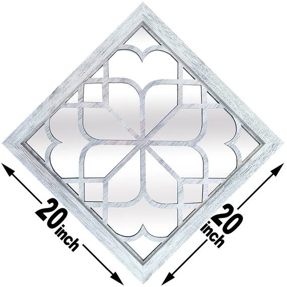 Wocred 2 Stück quadratischer Wandspiegel, wunderschöner, rustikaler Bauernhaus-Akzentspiegel, rustikaler weißer Eingangsspiegel für Badezimmerrenovierung, Schlafzimmer, Wohnzimmer und mehr (50,8 cm)