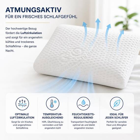 FMP Matratzenmanufaktur Orthopädisches Nackenstützkissen viscoelastisches Kissen, Visco Kopfkissen, Kissen, Nackenkissen 8,5 cm hoch, weiß