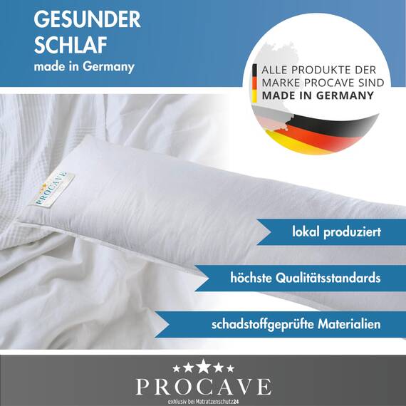 PROCAVE Feinflanell - Schutzbezug für Seitenschläfer-Kissen in der Größe 40 x 145 cm aus 100% Baumwolle - Made in Germany - Body Pillow waschbar - schützt das Kissen