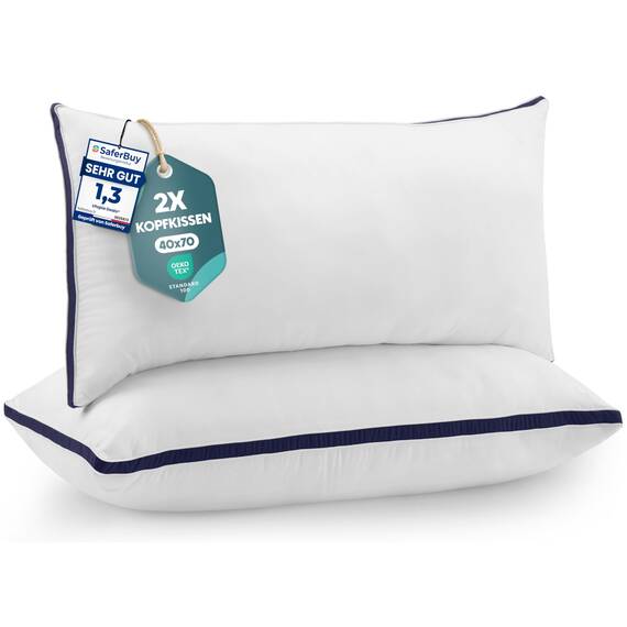 Utopia Bedding Kopfkissen (2er Set), 40 x 70 cm Schlafkissen, Gebürsteter Stoff Bezug Bettkissen, Premium Qualität Weich et Atmungsaktiv Kissen (Marineblau)