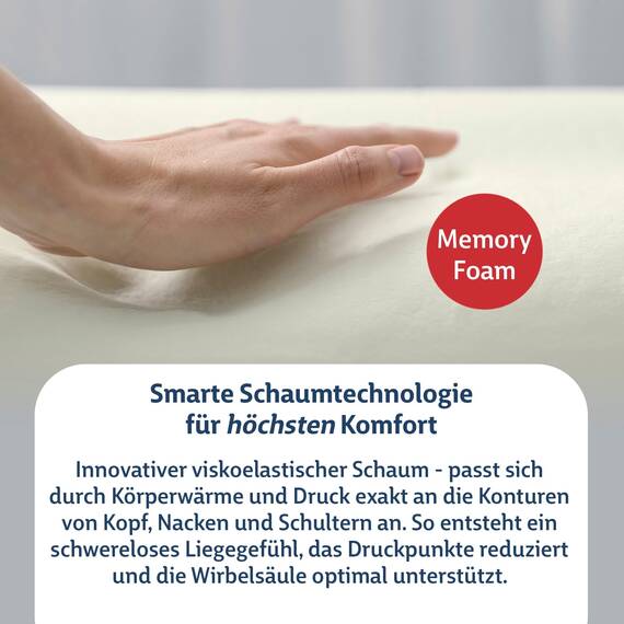 FMP Matratzenmanufaktur Orthopädisches Nackenstützkissen viscoelastisches Kissen, Visco Kopfkissen, Kissen, Nackenkissen 8,5 cm hoch, weiß