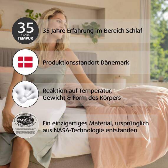 TEMPUR Original Schlafkissen Memory Foam, ergonomisches Nackenstützkissen für Seiten- und Rückenschläfer, Liegefühl fest, M (50 x 31 x 10/7 cm), Weiß