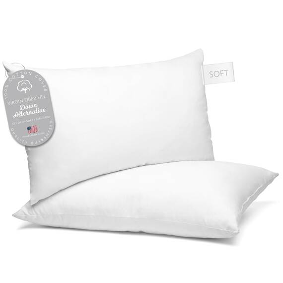 Digital Decor Set mit Zwei Kissen aus 100% Baumwolle, Hoteldaunen-Alternative, DREI Komfortstufen, (Silber, Standard)