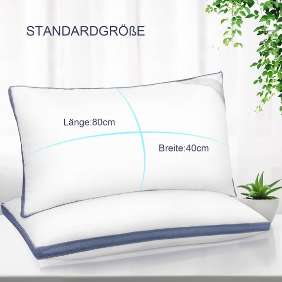 BedStory Kopfkissen 40x80, 2er Set Kissen 40x80, 2x850g 100% Mikrofaser, Stützendes, Atmungsaktives Schlafkissen, Geeignet für Seitenschläfer, Rückenschläfer und Bauchschläfer, Weiß