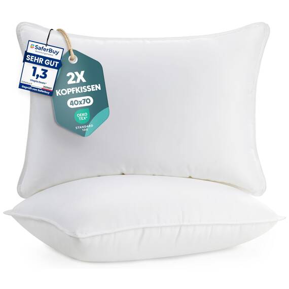 Utopia Bedding KopfKissen (2er Set), 40 x 70 cm Schlafkissen, Atmungsaktiv et Weich Kissen (Weiß)