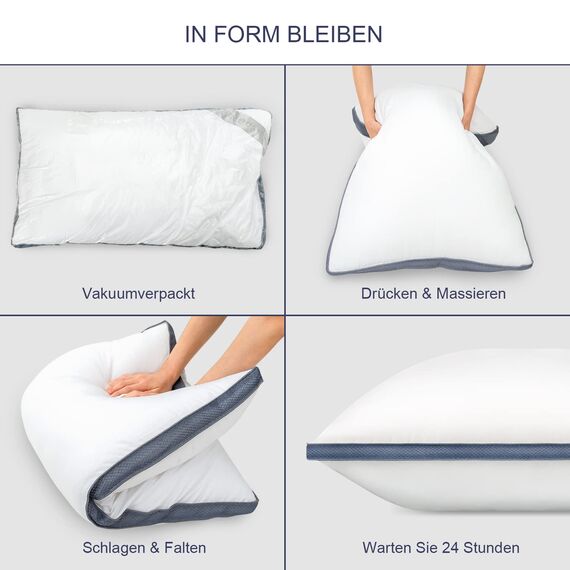BedStory Kopfkissen 40x80, 2er Set Kissen 40x80, 2x850g 100% Mikrofaser, Stützendes, Atmungsaktives Schlafkissen, Geeignet für Seitenschläfer, Rückenschläfer und Bauchschläfer, Weiß
