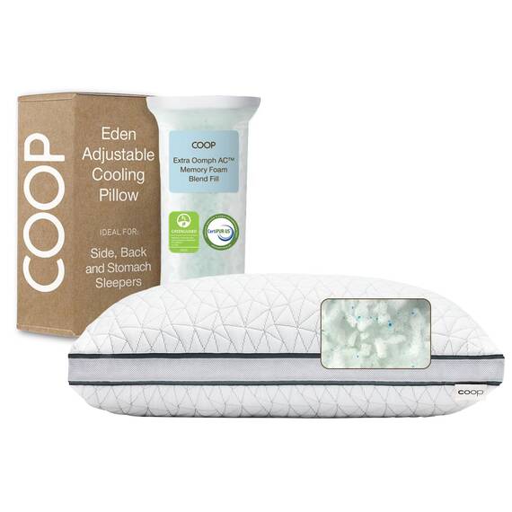 Coop Home Goods Eden Kissen – Ultra-Tech-Bezug mit Zwickel – Verstellbare Füllung mit kühlendem und hypoallergenem, mit Gel angereichertem, Memory-Schaum mit silikonisierter Mikrofaserfüllung