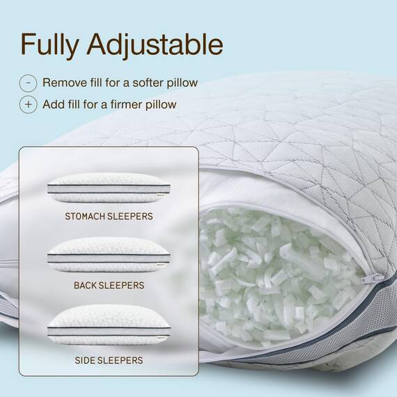 Coop Home Goods Eden Kissen – Ultra-Tech-Bezug mit Zwickel – Verstellbare Füllung mit kühlendem und hypoallergenem, mit Gel angereichertem, Memory-Schaum mit silikonisierter Mikrofaserfüllung