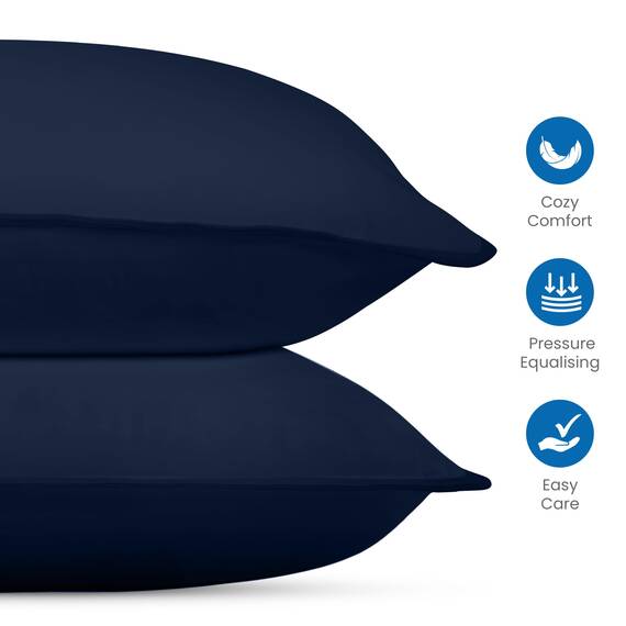 Utopia Bedding KopfKissen (2er Set), 40 x 80 cm Schlafkissen, Atmungsaktiv et Weich Kissen (Marineblau)