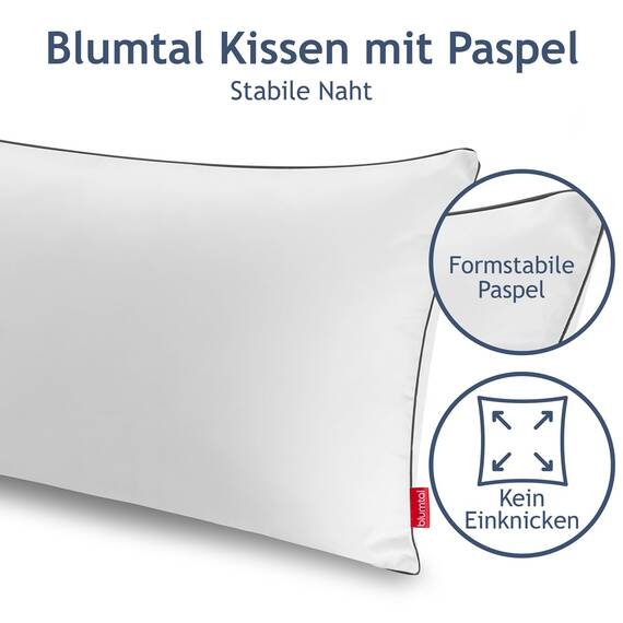 Blumtal Kopfkissen 80x80 cm - Nackenkissen mit anpassbarer Füllung - 100% Mikrofaser & waschbar bis 95 Grad - höhenverstellbares Kissen mit Paspel - für erholsamen Schlaf