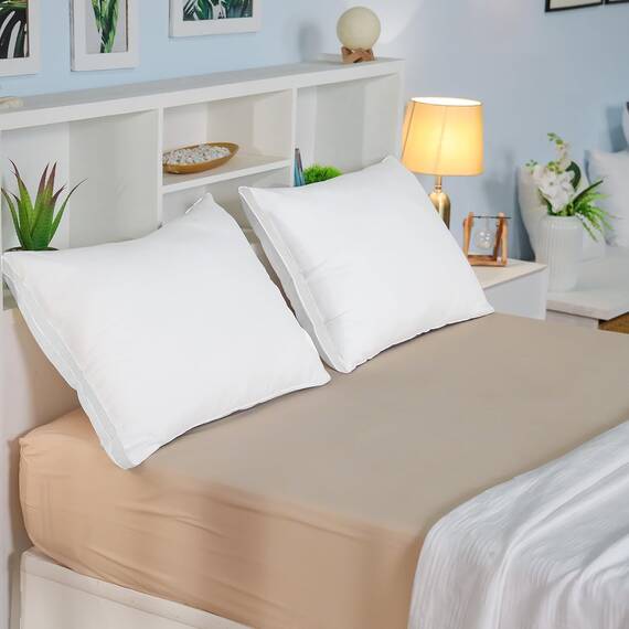 Utopia Bedding Kopfkissen (2er Set), 40 x 80 cm Schlafkissen, Gebürsteter Stoff Bezug Bettkissen, Premium Qualität Weich et Atmungsaktiv Kissen (Weiß)