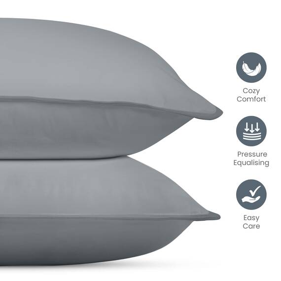 Utopia Bedding KopfKissen (2er Set), 50 x 70 cm Schlafkissen, Atmungsaktiv et Weich Kissen (Grau)