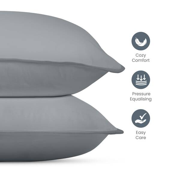 Utopia Bedding KopfKissen (2er Set), 60 x 60 cm Schlafkissen, Atmungsaktiv et Weich Kissen (Grau)