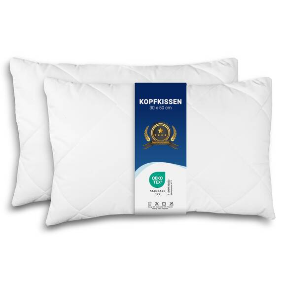 ZOLLNER 2er Set Kissen - Made in Europe – Polyesterfüllung - Bezug aus Mischgewebe - waschbar bis 95°C - 30x50 cm - Hotelqualität - Oeko Tex® Zertifiziert