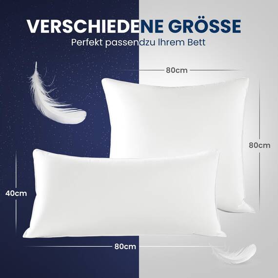 DEITAS AiAngu Daunenkissen flauschig 79.99x79.99 2er - 3-Kammer Design für optimalen Nackenstütz, weiche & atmungsaktive 100% Baumwollbezug - CP(Weiß)