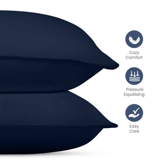 Utopia Bedding KopfKissen (2er Set), 60 x 60 cm Schlafkissen, Atmungsaktiv et Weich Kissen (Marineblau)