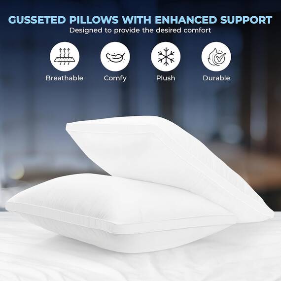 Utopia Bedding Kopfkissen (2er Set), 40 x 80 cm Schlafkissen, Gebürsteter Stoff Bezug Bettkissen, Premium Qualität Weich et Atmungsaktiv Kissen (Weiß)