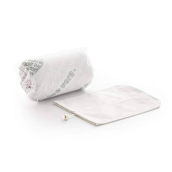 Textilhome – Reisekissen 43x24 cm | Ergonomisches Nackenkissen aus Memory-Foam mit Aloe Vera Bezug, atmungsaktiv & waschbar, inklusive Tragetasche | Flugzeug, Zug, Camping.