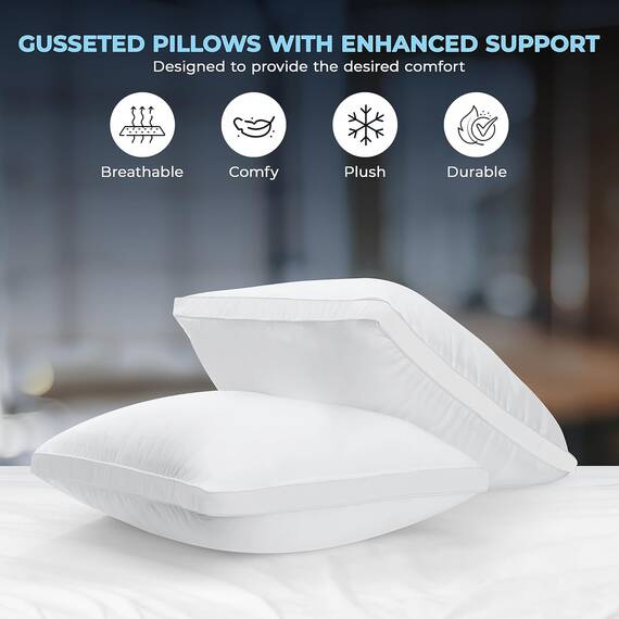 Utopia Bedding Kopfkissen (2er Set), 60 x 60 cm Schlafkissen, Gebürsteter Stoff Bezug Bettkissen, Premium Qualität Weich et Atmungsaktiv Kissen (Weiß)