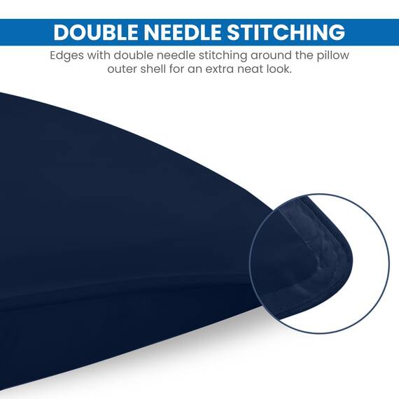 Utopia Bedding KopfKissen (2er Set), 40 x 80 cm Schlafkissen, Atmungsaktiv et Weich Kissen (Marineblau)