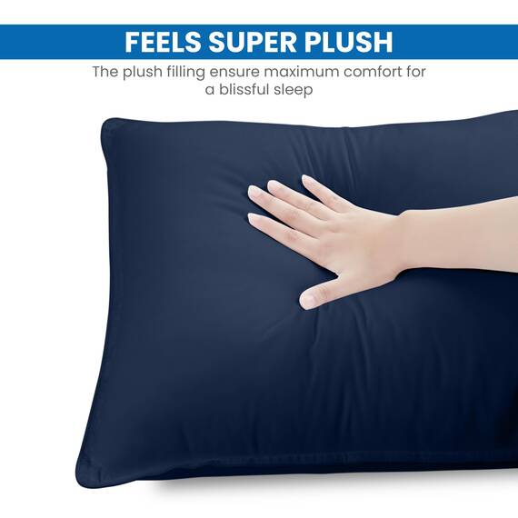 Utopia Bedding KopfKissen (2er Set), 40 x 80 cm Schlafkissen, Atmungsaktiv et Weich Kissen (Marineblau)