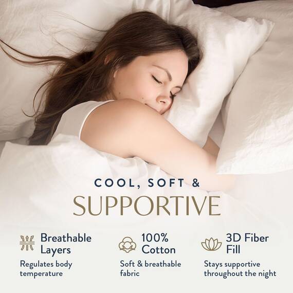 Digital Decor Set mit Zwei Kissen aus 100% Baumwolle, Hoteldaunen-Alternative, DREI Komfortstufen, (Silber, Standard)