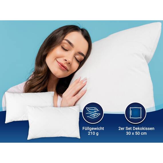 ZOLLNER 2er Set Kissen - Made in Europe – Polyesterfüllung - Bezug aus Mischgewebe - waschbar bis 95°C - 30x50 cm - Hotelqualität - Oeko Tex® Zertifiziert