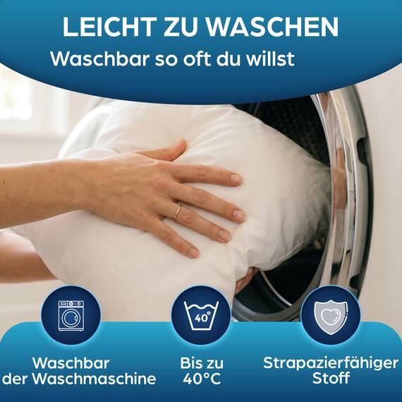 Flowen Kopfkissen 80x80 cm Kissen für Bett 80 x 80 1 Stück Bettkissen Hypoallergene Anti-Milben Weiche Kissenfüllung mit Weicher Gesteppter Kopfkissenbezug 100% Polyester Schlafkissen