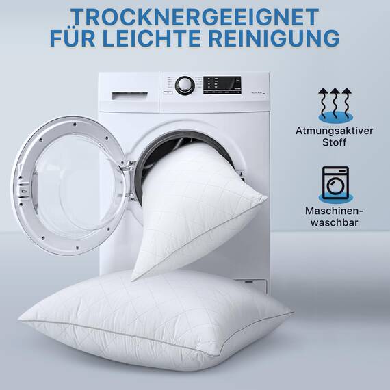 COZSINOOR Kopfkissen 80x80 cm 2er Set, Bestes Ergonomisches Kissen gegen Nackenschmerzen, 100% Mikrofaser Kissenfüllung Waschbar Ökotex, Premium Schlafkissen Bettkissen für gesunden erholsamen Schlaf