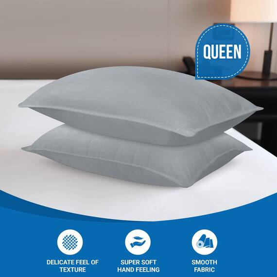 Utopia Bedding KopfKissen (2er Set), 50 x 70 cm Schlafkissen, Atmungsaktiv et Weich Kissen (Grau)