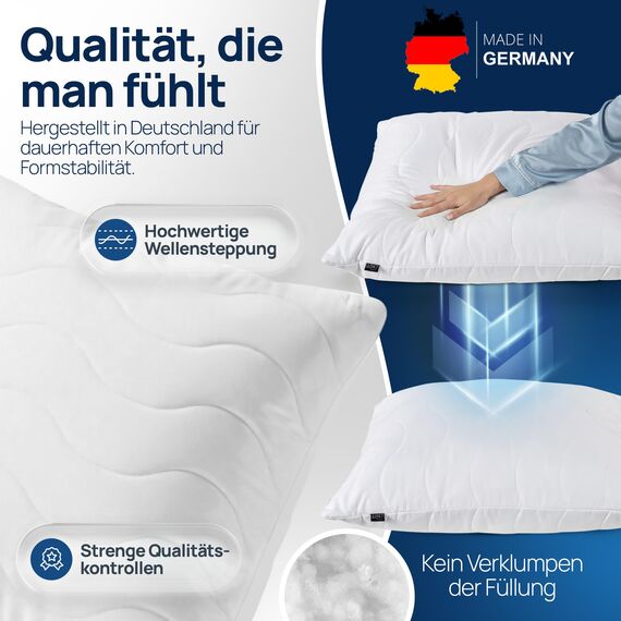 LILENO HOME Allergiker Kopfkissen 80x80 (2er Set) – 95°C waschbar, Oeko-Tex & Made in DE – Kissen 80x80 anpassbar für himmlischen Schlaf – Haut schmeichelndes & geruchsfreies Pillow