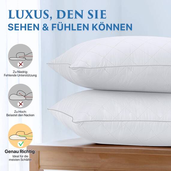 COZSINOOR Kopfkissen 80x80 cm 2er Set, Bestes Ergonomisches Kissen gegen Nackenschmerzen, 100% Mikrofaser Kissenfüllung Waschbar Ökotex, Premium Schlafkissen Bettkissen für gesunden erholsamen Schlaf