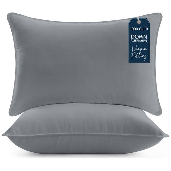 Utopia Bedding KopfKissen (2er Set), 50 x 70 cm Schlafkissen, Atmungsaktiv et Weich Kissen (Grau)