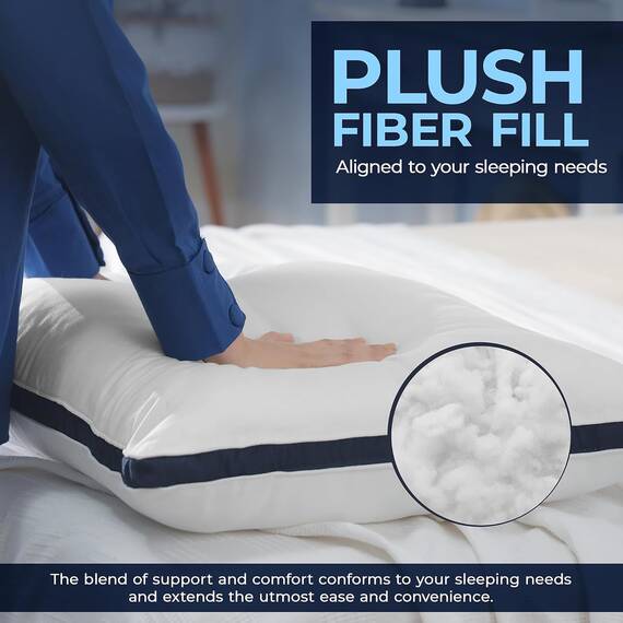 Utopia Bedding Kopfkissen (2er Set), 45 x 45 cm Schlafkissen, Gebürsteter Stoff Bezug Bettkissen, Premium Qualität Weich et Atmungsaktiv Kissen (Marineblau)